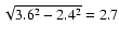 $\sqrt{3.6^2-2.4^2}=2.7$