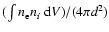 $(\int n_{\rm e}n_i~{\rm d}V)/(4\pi d^2)$