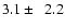 $3.1\pm \ ~ 2.2$