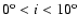 $0^{\rm o} < i < 10^{\rm o}$