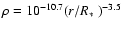 $\rho=10^{-10.7} (r/\mbox{$R_{\ast}$ })^{-3.5}$
