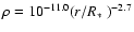 $\rho=10^{-11.0} (r/\mbox{$R_{\ast}$ })^{-2.7}$