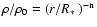 $\rho/\rho_0 = (r/\mbox{$R_{\ast}$ })^{\rm -n}$