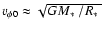 $v_{\phi 0}
\approx \sqrt{G\mbox{$M_{\ast}$ }/\mbox{$R_{\ast}$ }}$