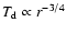 $T_{\rm d} \propto r^{-3/4}$