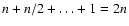$n + n/2 + \ldots + 1 =
2n$