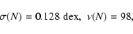 \begin{displaymath}\sigma (N) = 0.128 \mkern6mu {\rm dex}, \mkern6mu \nu (N) = 98,
\end{displaymath}