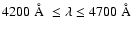 $4200 \mkern6mu {\rm\AA}\ \leq \lambda \leq 4700 \mkern6mu {\rm\AA}$