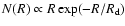 $N(R)\propto R\exp(-R/R_{\rm d})$