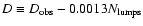 $D\equiv
D_{\rm obs}-0.0013 N_{\rm lumps}$