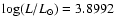 $\log (L/L_{\odot}) = 3.8992 $