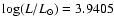 $\log (L/L_{\odot}) = 3.9405 $