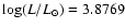 $\log (L/L_{\odot}) = 3.8769 $