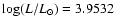 $\log (L/L_{\odot}) = 3.9532 $