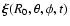 $\vec{\xi}(R_0, \theta, \phi, t)$