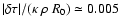 $\vert\delta\tau\vert/(\kappa~\rho~R_0)\simeq 0.005$