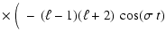 $\displaystyle \times ~\Big(~-\:(\ell-1)(\ell+2)\:\cos(\sigma~t)$