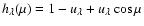 $h_\lambda(\mu)=1-u_{\lambda}+u_{\lambda} \cos\mu$