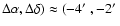 $\Delta \alpha, \Delta \delta) \approx (-4\hbox{$^\prime$ }, -2\hbox{$^\prime$ }$