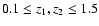 $0.1 \le z_1, z_2 \le
1.5$