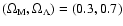 $(\Omega _{\rm M}, \Omega _\Lambda ) = (0.3, 0.7)$