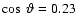 $\cos~\vartheta=0.23$