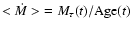 ${<\dot{M}>} = M_\tau(t) / {\rm Age}(t)$