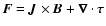 ${\vec{F}}={\vec{J}}\times{\vec{B}}+\vec{\nabla}\cdot{\vec{\tau}}$