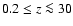 $0.2\le z\la 30$