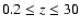 $0.2\leq z\leq 30$