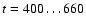 $t=400 \dots 660$
