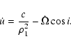 \begin{displaymath}%
\dot{u}=\frac{c}{\rho_1^2}-\dot\Omega\cos{i}.
\end{displaymath}