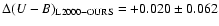 $\Delta (U-B)_{\rm L2000-OURS} = +0.020 \pm 0.062$