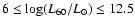 $6 \leq {\rm log}(L_{60}/L_\odot) \leq
12.5$