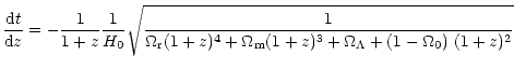$\displaystyle -{1 \over 1+z} {1 \over H_0} $