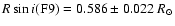 $R\sin i{\rm (F9)}=0.586 \pm 0.022~R_\odot$