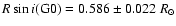 $R\sin i {\rm (G0)}=0.586 \pm 0.022~R_\odot$