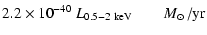 $\displaystyle 2.2\times 10^{-40} ~L_{\rm0.5-2~keV} \qquad\mbox{$M_{\odot}$ /yr}$