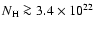 $N_{\rm
H}\ga 3.4\times 10^{22}$