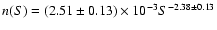 $n(S)=(2.51\pm
0.13)\times 10^{-3} S^{-2.38\pm 0.13}$