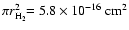 $\pi r_{\rm
H_2}^2\!\!=5.8\times 10^{-16}~\rm cm^2$