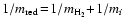 $1/m_{\rm red}\!=\!1/m_{\rm H_2}\!+\!1/m_i$