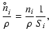 $\displaystyle \frac{n_{i}^{\hspace{-0.9ex}^{\circ}}}{\rho} = \frac{n_i}{\rho}\frac{1}{S_i} ,$