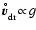 $\vec{v}_{\rm dr}^{\hspace{-0.6ex}^{\circ}}\!\propto\!g$