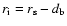 $r_{\rm i} = r_{\rm s} - d_{\rm b}$