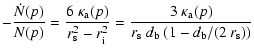 $\displaystyle - \frac{\dot{N}(p)}{N(p)} = \frac{6~\kappa_{\rm a}(p)}{r_{\rm s}^...
...} = \frac{3~\kappa_{\rm a}(p)}{r_{\rm s}~d_{\rm b}~(1-d_{\rm b}/(2~r_{\rm s}))}$