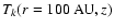 $T_k(r=100~{\rm AU},z)$