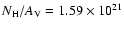 $N_{{\rm H}}/A_{{\rm V}}= 1.59 \times
10^{21}$