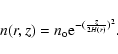 \begin{displaymath}n(r,z) = n_{\rm o} {\rm e}^{-(\frac{z}{2 H(r)})^2}.
\end{displaymath}