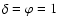 $\delta =
\varphi = 1$